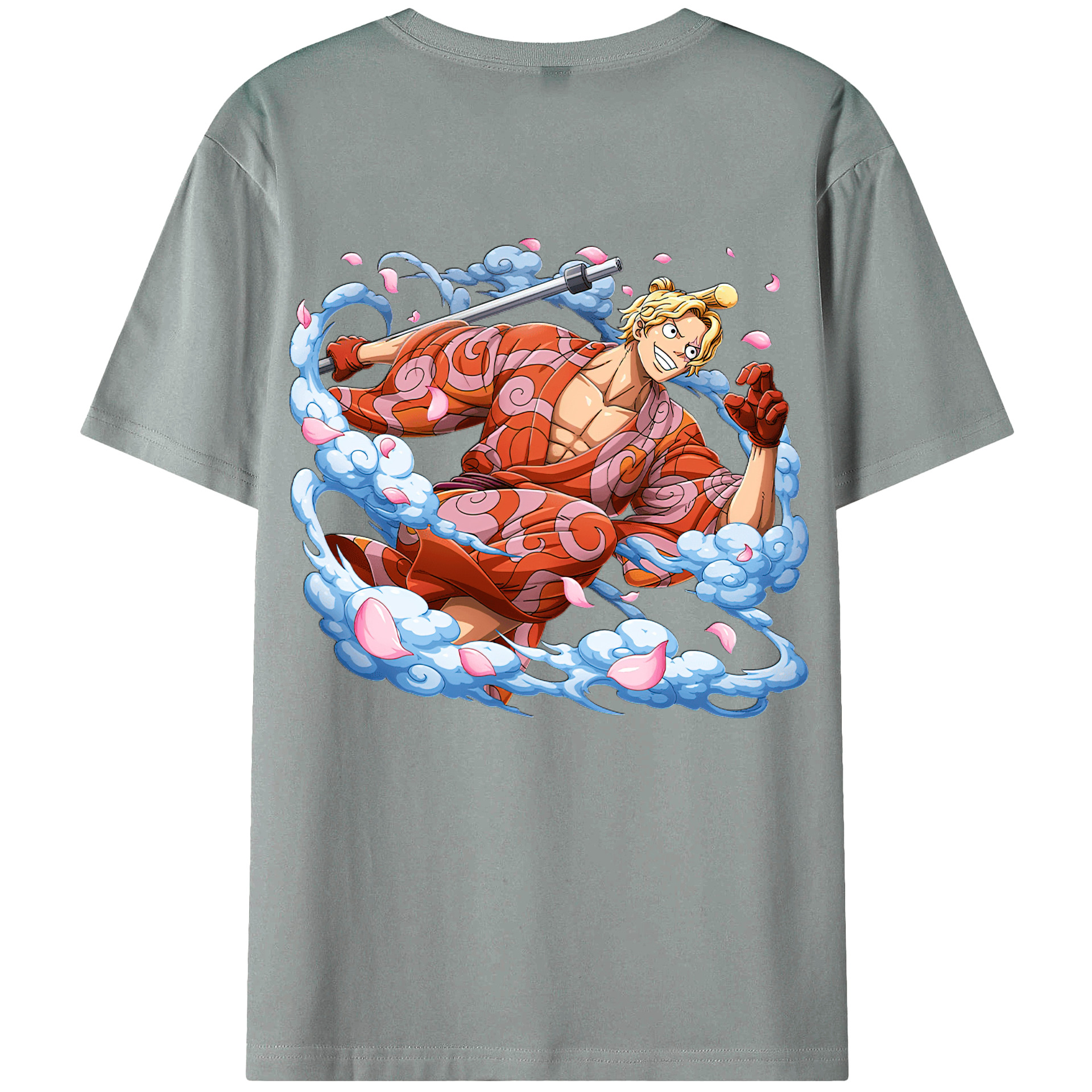 （画像用） ワンピース サンジ ONE PIECE Sanji 綿100％ メンズ半袖Tシャツ（バックプリント） 通気性